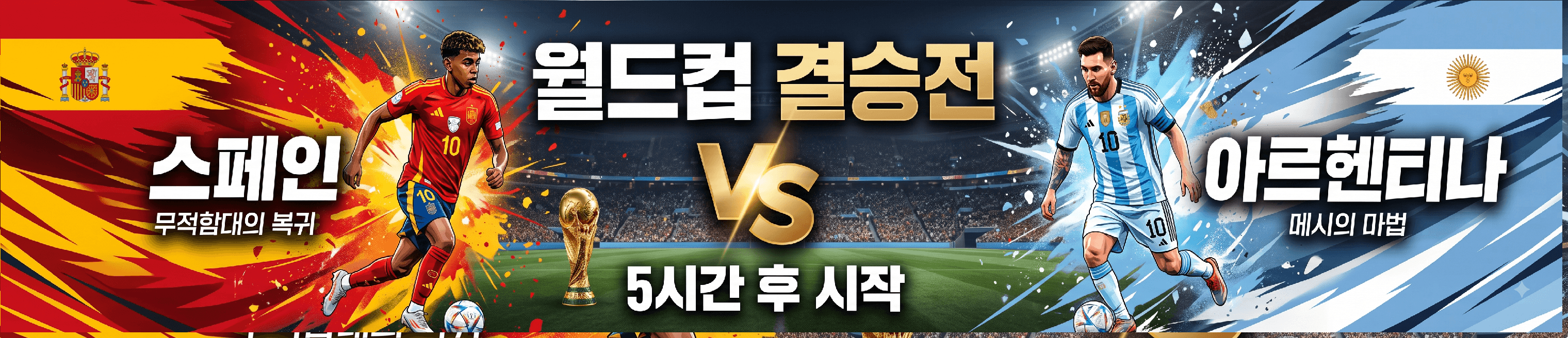 월드컵 결승전 5시간뒤 시작 스페인 vs 아르헨티나